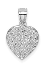 outstanding textured woven heart baby white gold charm